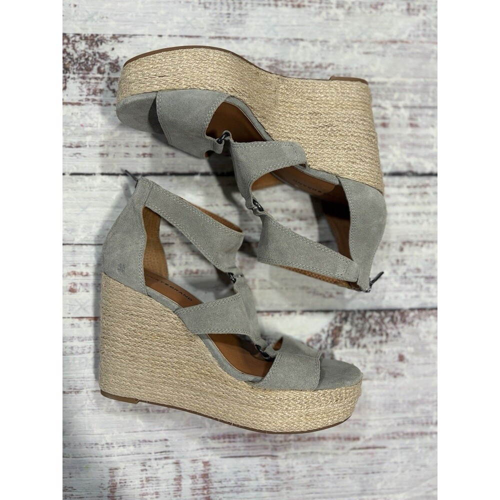 Lucky Brand Rillyon Platform Espadrilles Wedge Sandal Women's Size 9M Gray